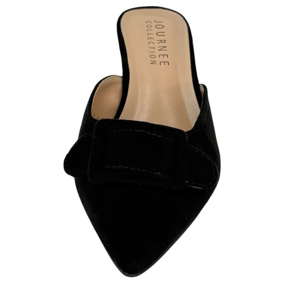 Journee Collection Vianna Black Microsuede Kitten Heel Womens Flats Size 8M - Picture 6 of 10